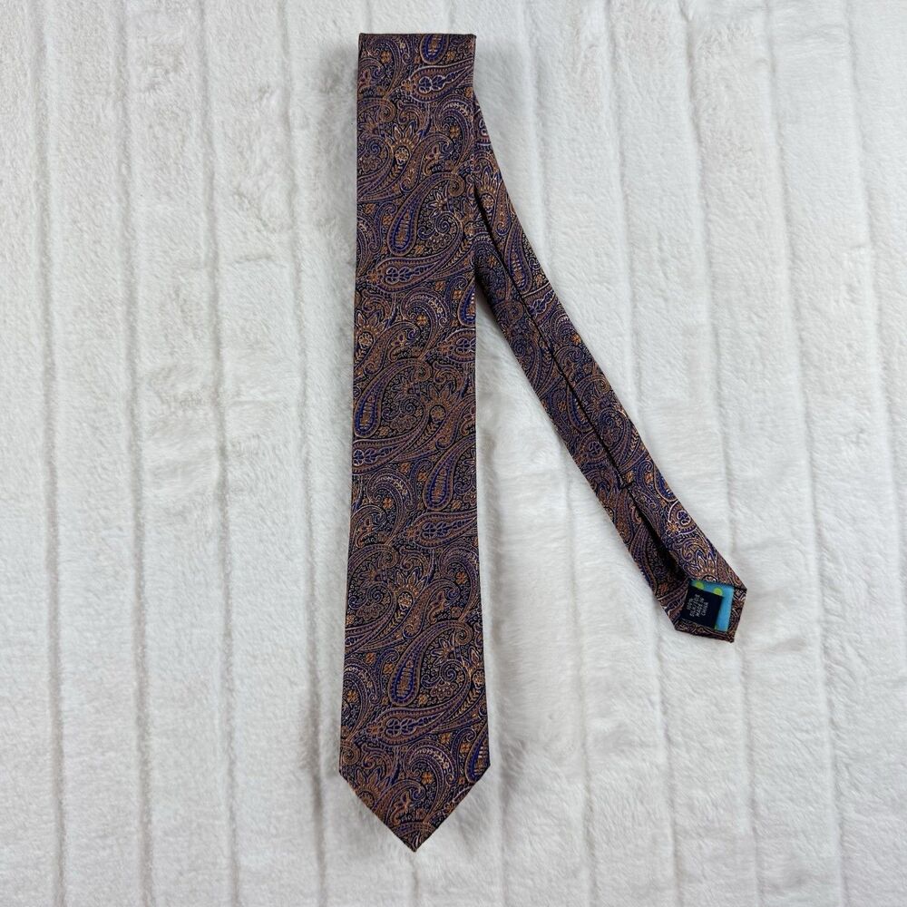 Ted Baker London Orange Navy Paisley Men's Neck Tie 3" x 57" 100% Silk
